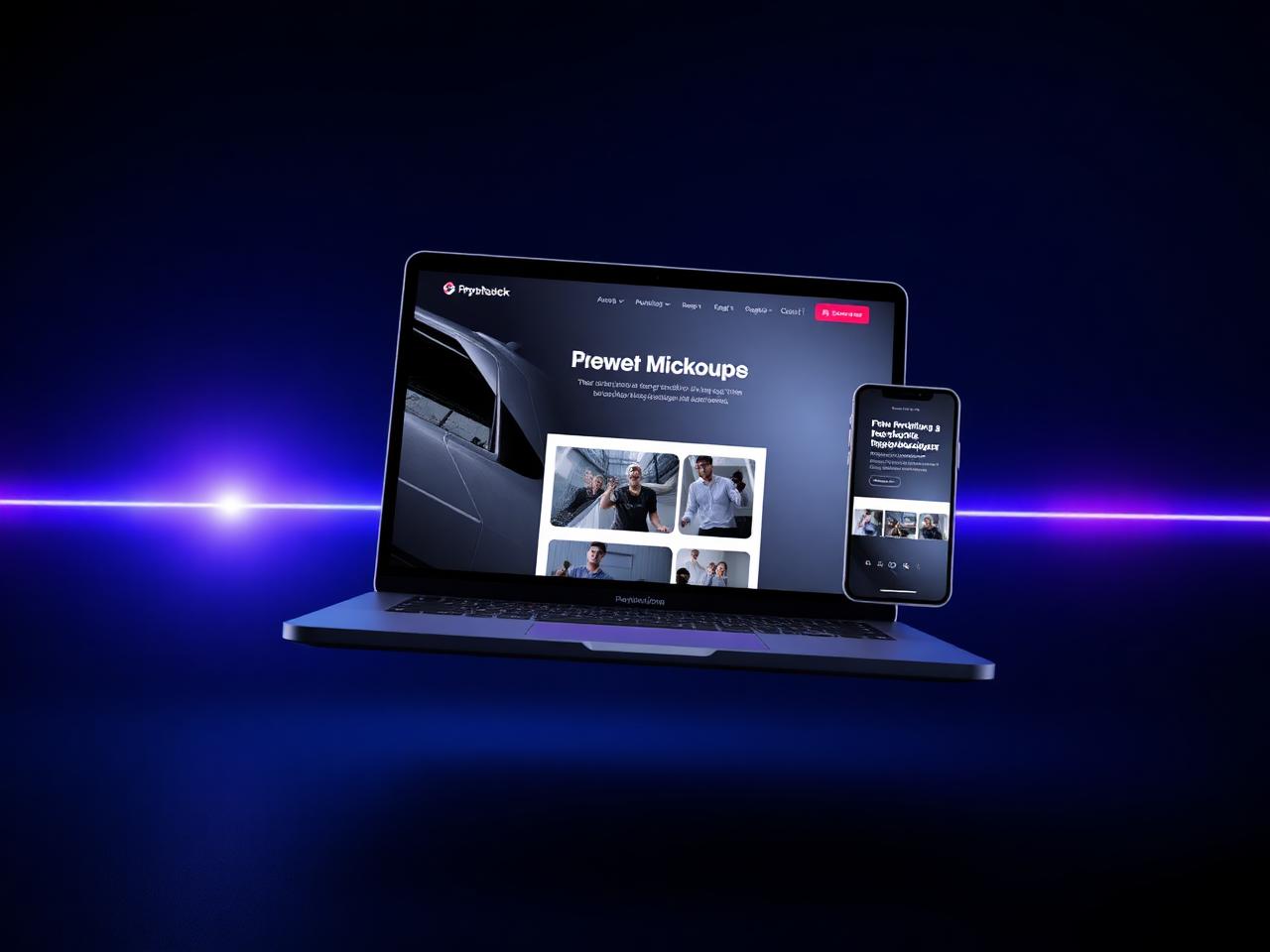 Mockup de site moderno em notebook e celular